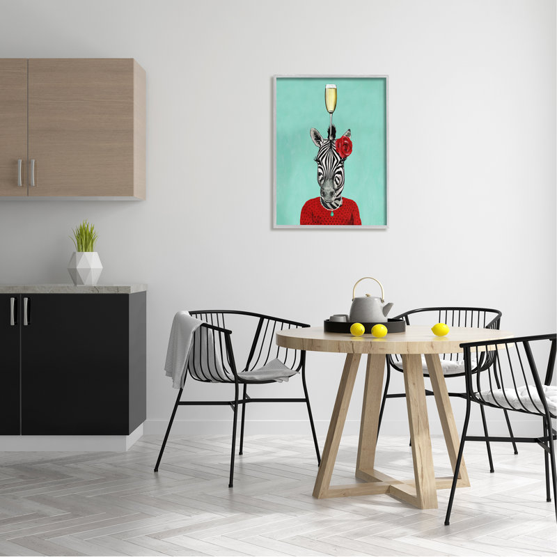 Impression sur cadre en bois aggloméré tendance à motif rouge zébré champagne G, Estampe numérique Farmhouse