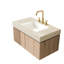 Comptoir en pierre frittée à motif de 91,4 cm (36 po) avec lavabo encastré en céramique, trois trous pré-percés pour robinetterie, couleur beige, résistant aux rayures, à l'eau, au feu et aux hautes températures, profondeur de 93,6 cm (36,86 po), largeur de 49,3 cm (19,4 po), hauteur de 21 cm (8,23 po).-894245570-894245580