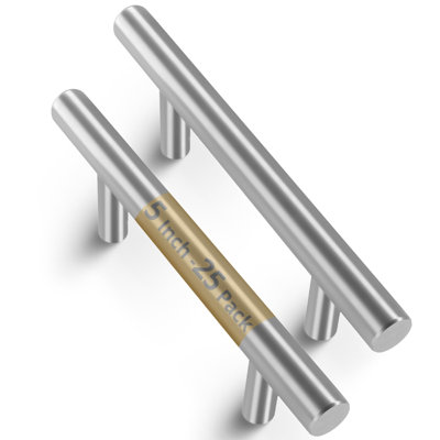 Mega Handles 25 Pack I Cabinet Pulls 5 Inch, Stainless Steel Cabinet Handle Pulls I Ideal for Kitchen Drawer, Cabinets, Door, Cupboard I Hardware for Cabinets - Hole Distance 3 Inch - Satin Nickel