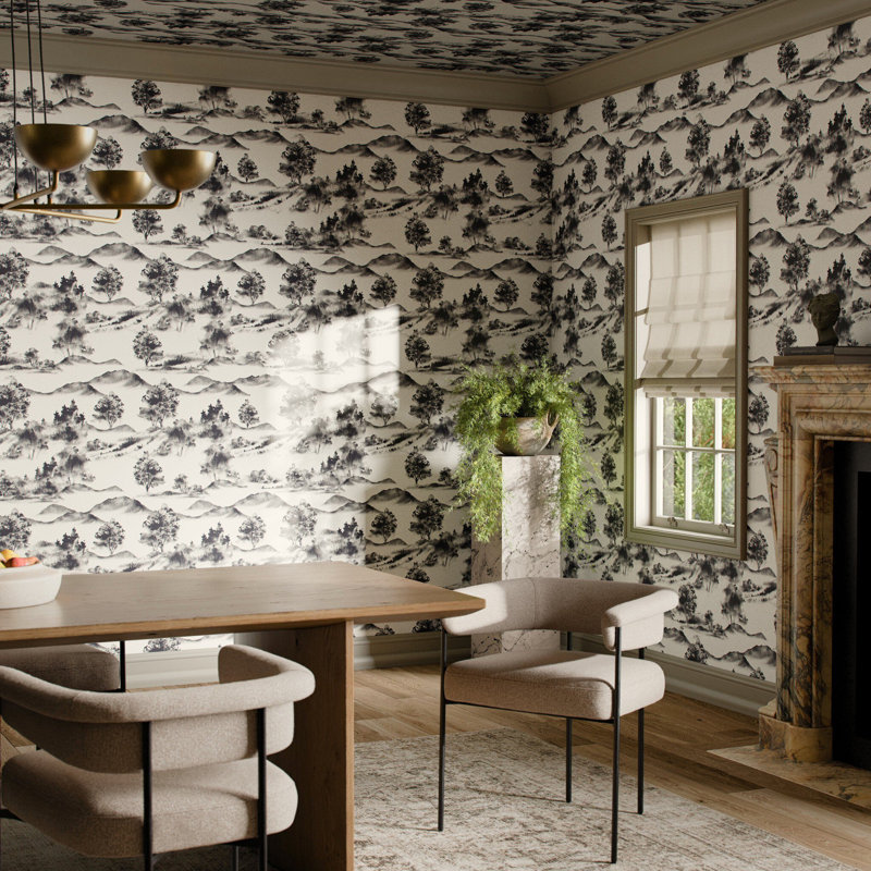 Abundance Floral Wallpaper Roll, W52" x H132", Abundance Black II