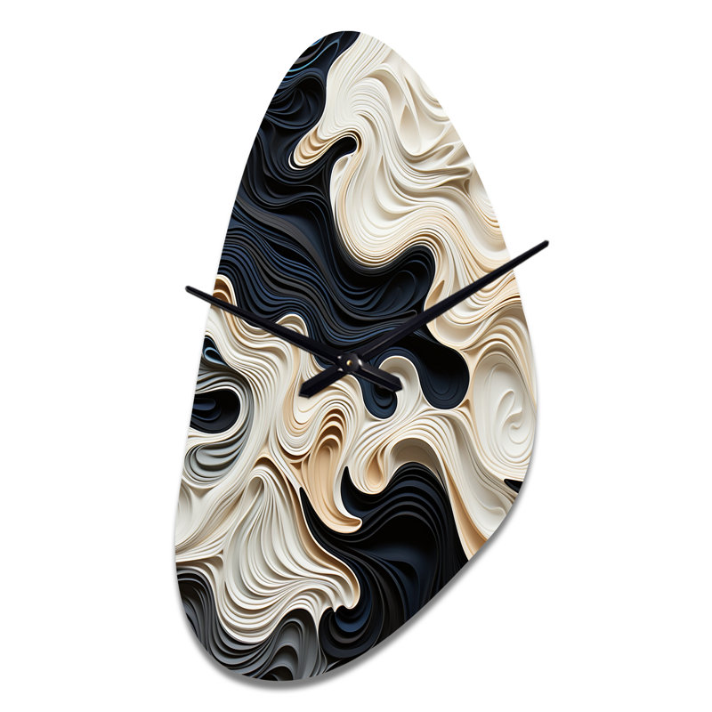 Horloge murale décorative noir et blanc Opt Art, Moyenne