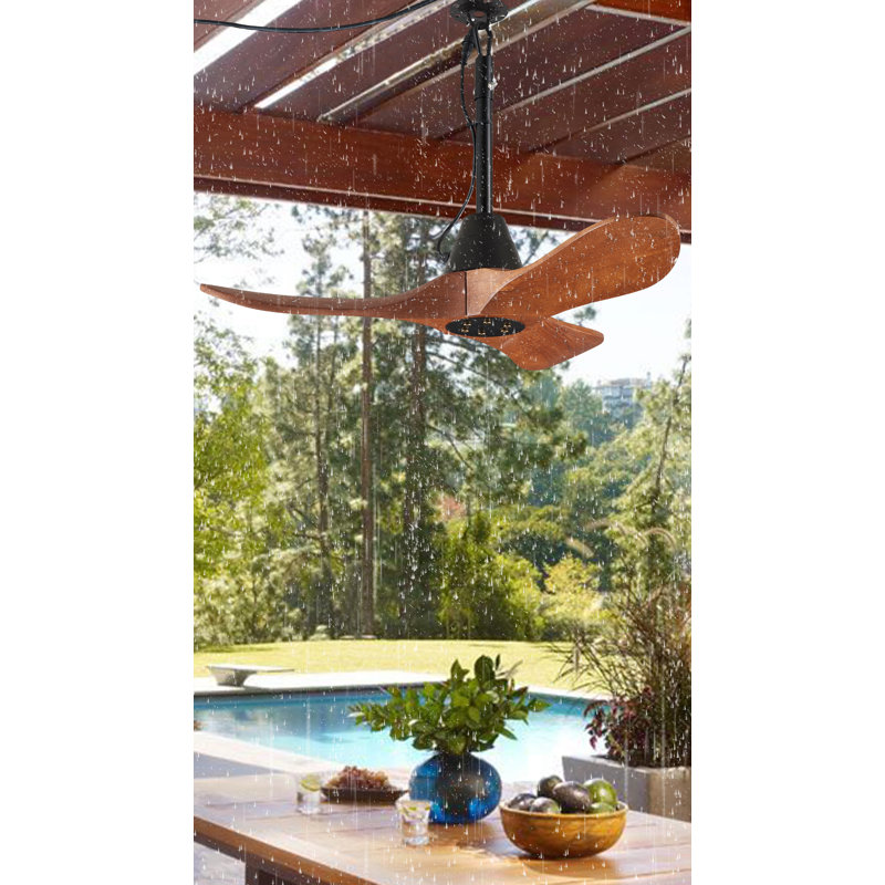 34" Farmhouse 3-Blade Ceiling Fan with Remote - Plug-in or Hardwire, Damp-Rated for Covered Patios, Gazebos & Pergolas