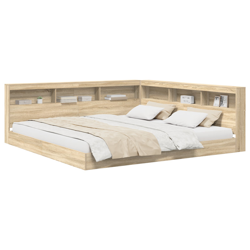 Bookcase Bed Engineered Wood, Sonoma Oak, Super King (6')