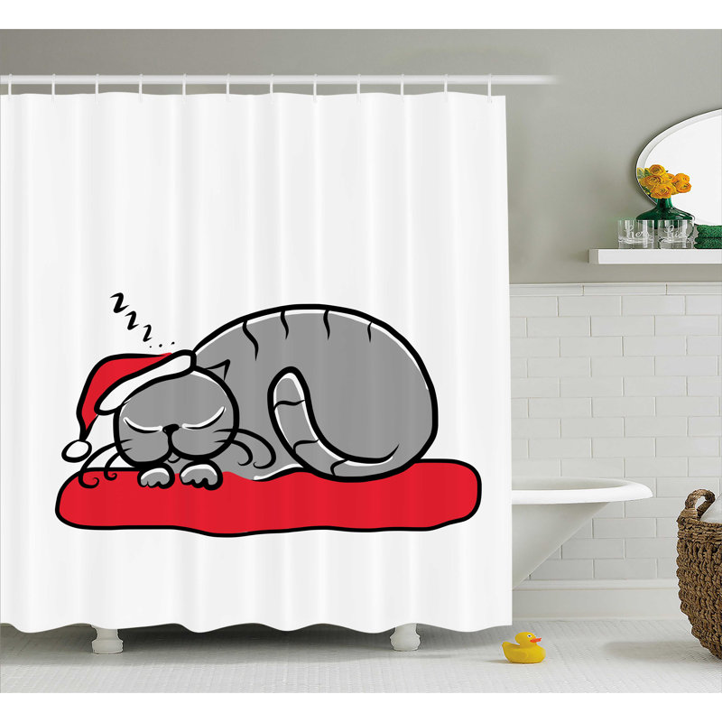 Rideau de douche Christmas Cat, H 70 po x l 69 po
