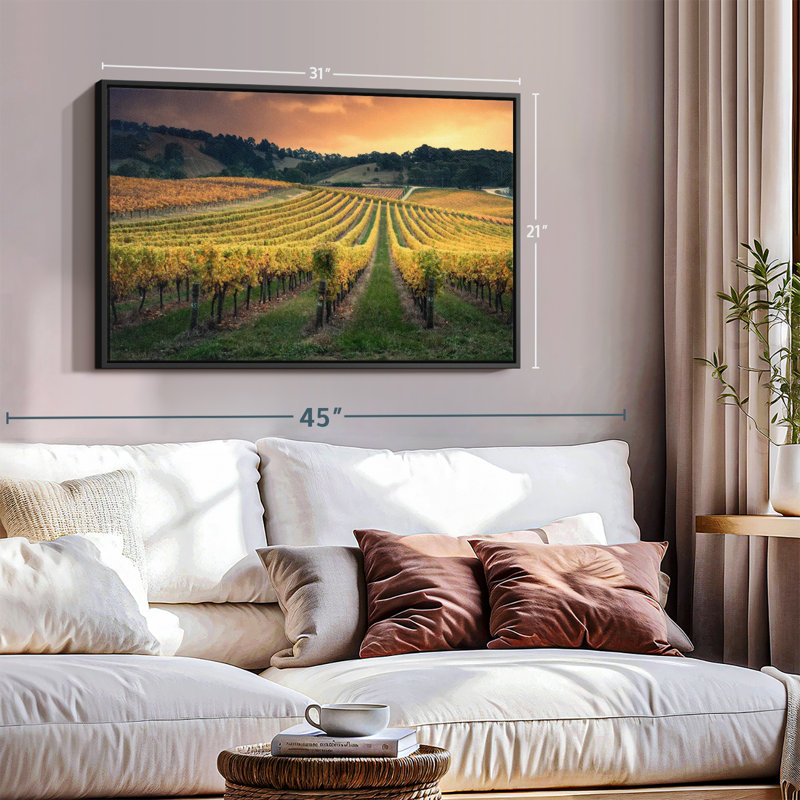 Impression sur toile Golden Golden Vineyard, H 21 po x l 31 po