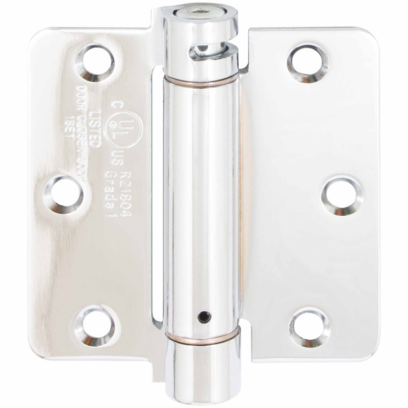 Polished Chrome Adjustable Spring Hinge, 3-1/2 Inches, 1/4" Radius