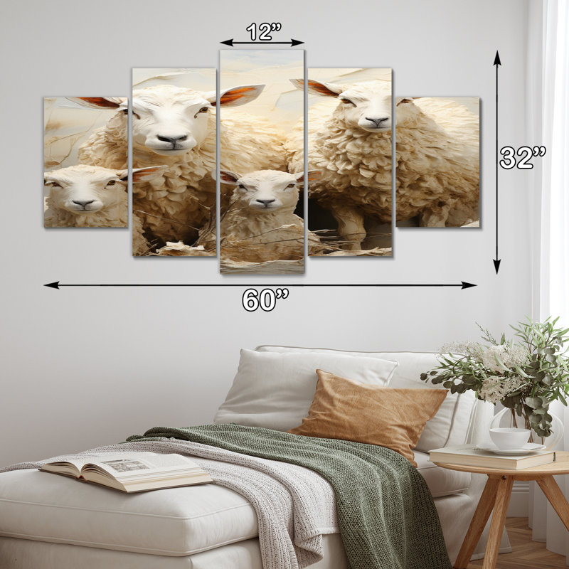 Sheep Texture I - Animals Canvas Print - 5 Panels