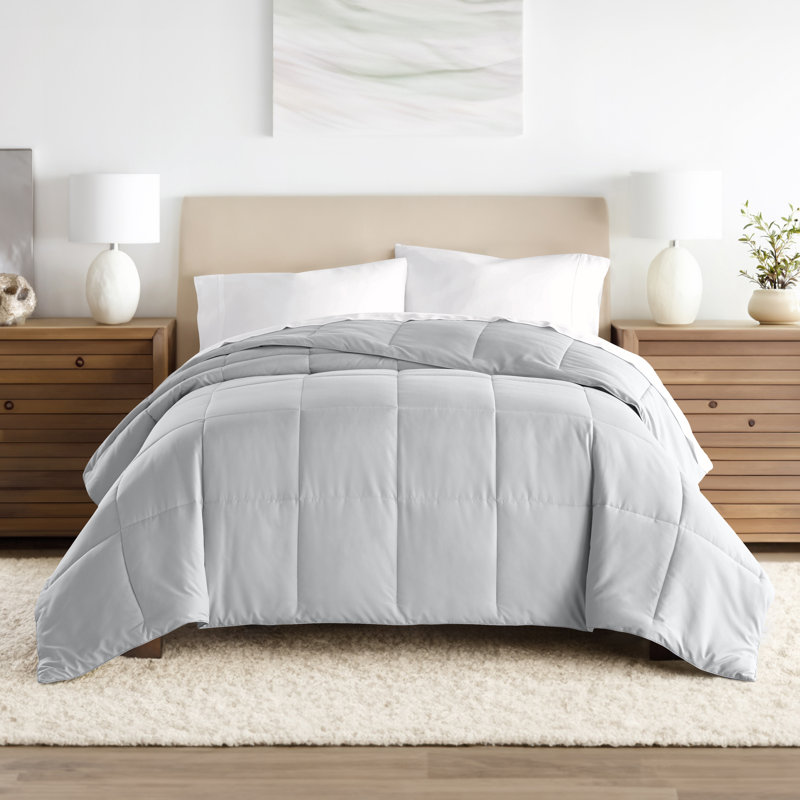 Twin Light Gray Down Alternative Microfiber Comforter Set