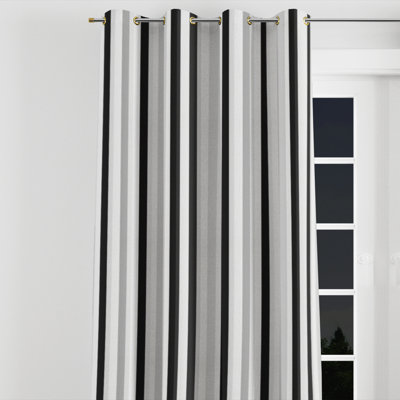 Rideaux de fenêtre Modern - rideau rayé noir et gris avec œillets - 1 panneau