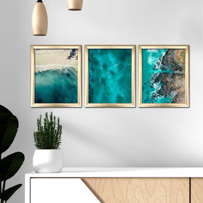 Decorative Framed MDF Painting Set (3 Pieces), Elegant Design, 30.3 x 11.2 inches | 100% MDF (Thickness: 0.1 inches) & PVC Frame (Thickness: 0.8 inches) | Perfect for Home Décor, Living Room & Office Wall Art