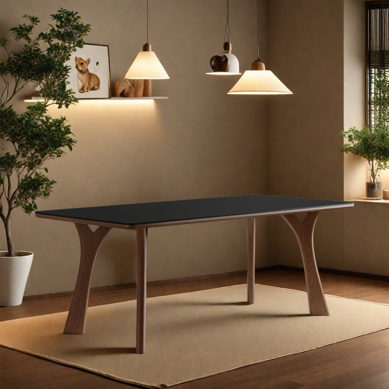 A rectangular modern and simple dining table, 29.52"H x 62.99"L x 31.49"W