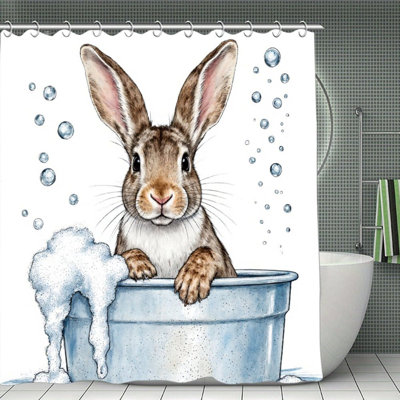 Rideaux de douche Bunny Bath Time pour salle de bain, 71 po x 71 po