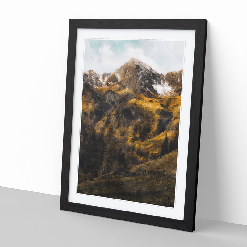 Mountain in Lappach Italy - Framed Print, 48cm H x 36cm W x 2cm D, Black Framed