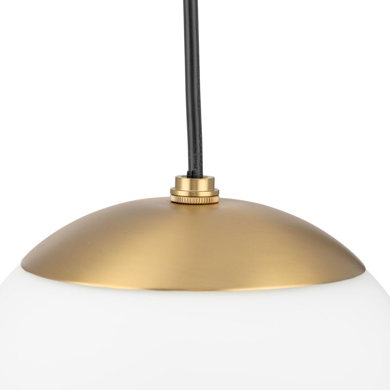 Luminaire suspendu moyen avec globe en verre opale, Bronze brossé