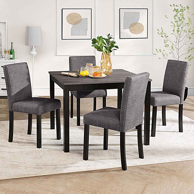 Ensemble de table de salle à manger 5 pièces avec 4 chaises, ensemble de table de salle à manger pour 4 personnes, ensemble de table de salle à manger en bois