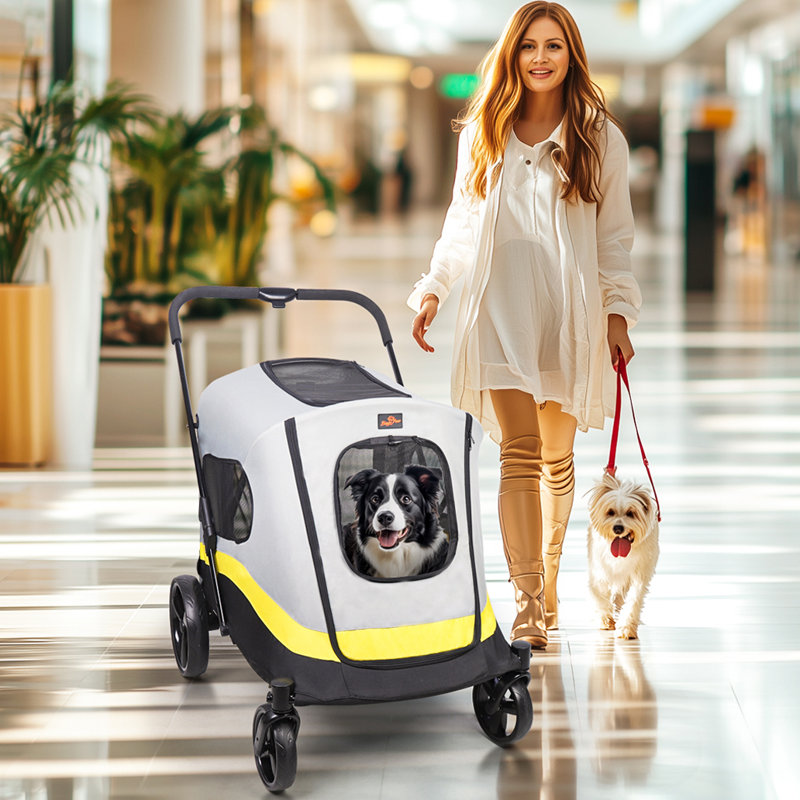 Dog Stroller Foldable Pet Jogger Stroller, 103cm H x 74cm W x 90cm D