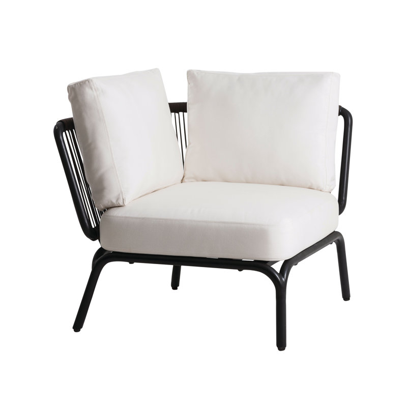 Chaise de patio avec coussins Yland, Toile Sunbrella® naturel, Anthracite / taupe