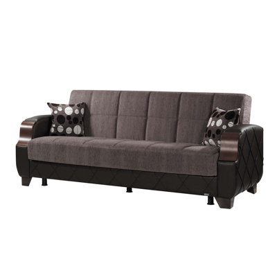 Brayden Studio® Upholstered Convertible Sofabed with Storage