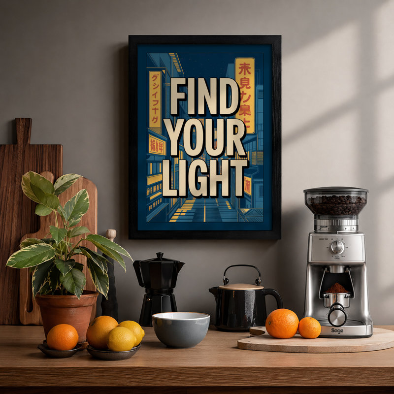 Find Your Light Modern - Print, A1 - 84.1 x 59.4 cm, Black