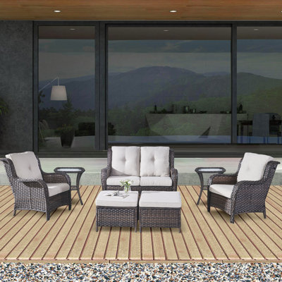 Bonia Wicker 4 - Person Patio Conversation Set with Cushions