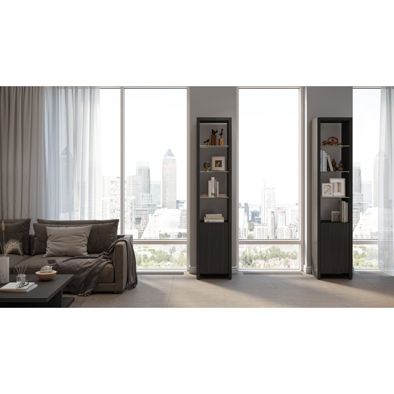Tablette simple Linea, Bois de frêne teint gris anthracite