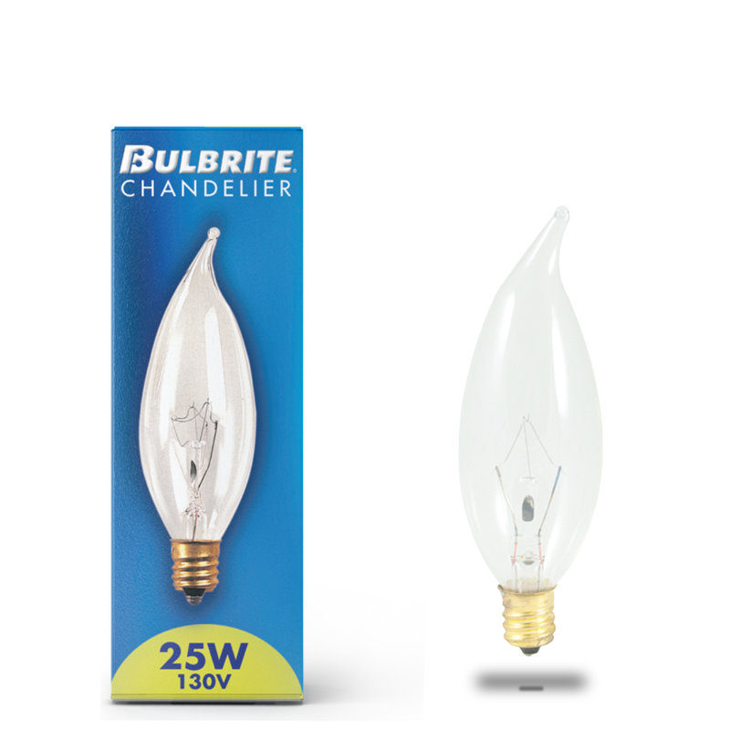 CA10 E12/Candelabra Dimmable 2700K Incandescent Bulb, 130 W, 165