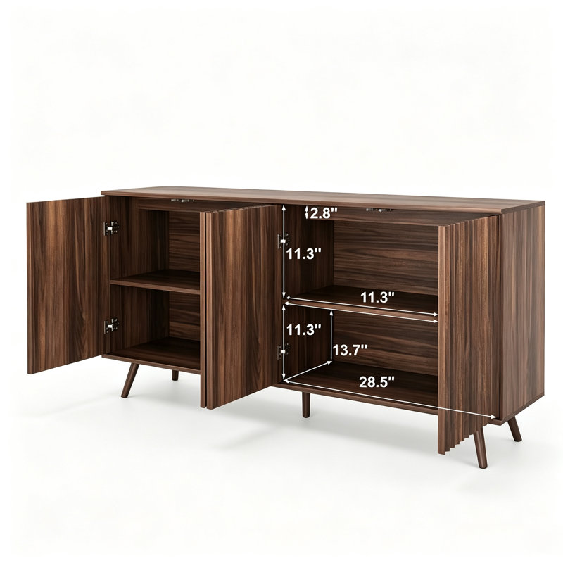 Armoire de rangement 59,1 "Mid Century, Brun