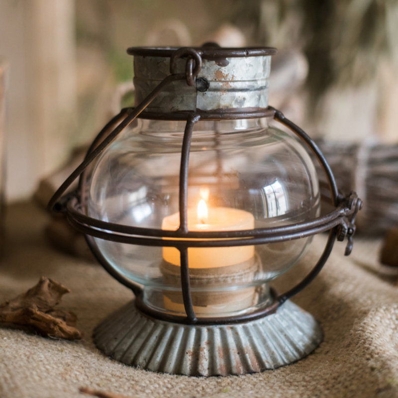 Metal Wall Lantern, 6.1" H x 5.9" W x 5.9" D