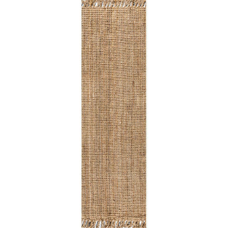 Eastmont Pata Hand Woven Chunky Jute with Fringe Natural Rug, Runner 2'2" x 8'