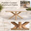 71" Oval Patio Dining Table with Wood-Look Aluminum Frame and Sintered Stone Top