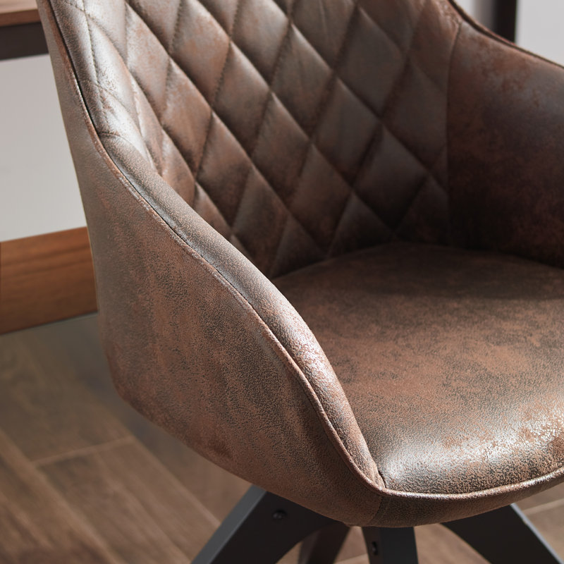 Hayek Upholstered Swivel Armchair, Black, Dark Orange  Faux Leather
