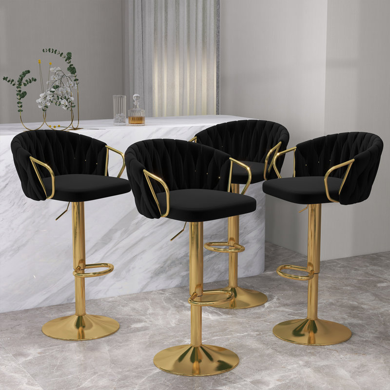 Height Adjustable Bar Stool, Black