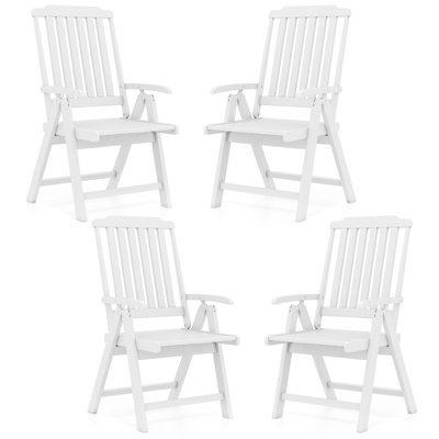 Chaise de patio pliable 4 pièces avec accoudoirs à dossier courbé Gymax