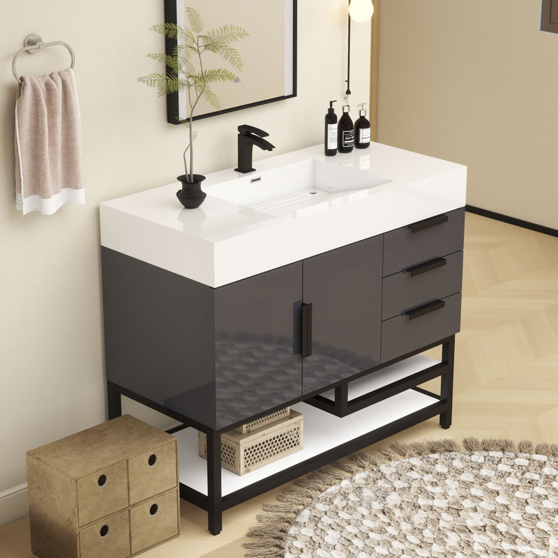 42'' W Single Bathroom Vanity Set, Gloss Gray