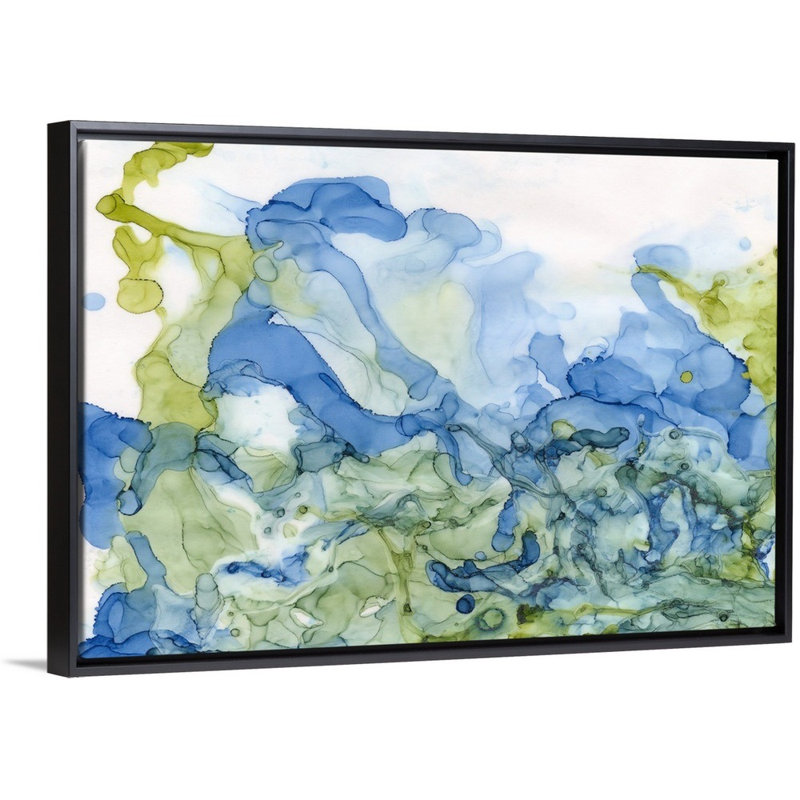 Reproduction d’art sur toile, "Blue/Green" par Tara Reed, H 14 po x l 20 po x P 1,75 po, Cadre noir