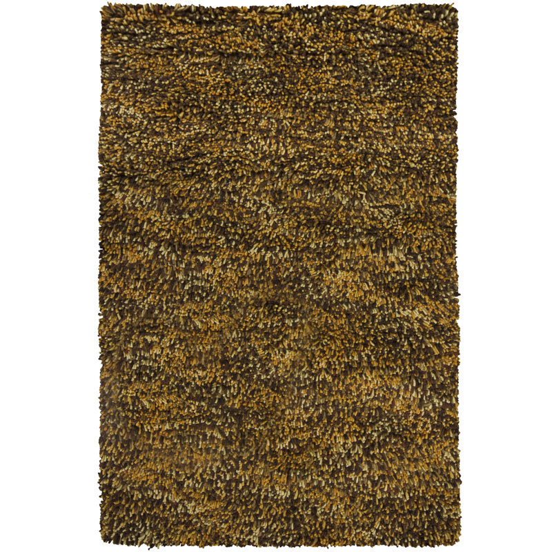 Salzer Authentic Hand-Woven Handmade Tan, Yellow, Brown, Green, Orange, Beige & Gold High Pile Modern Shag Wool Area Rug