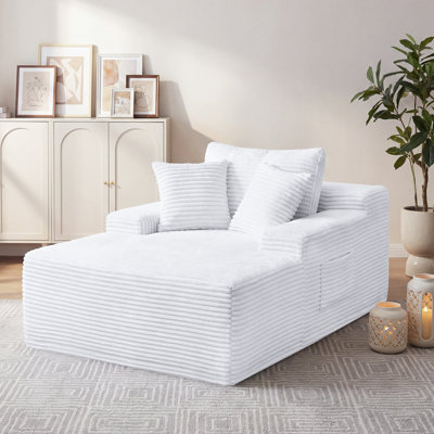 Modern 49-inch Oversized Corduroy Indoor Chaise Lounge Chair No Assembly Required