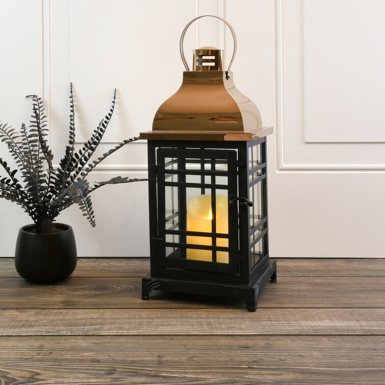 https://assets.wfcdn.com/im/19259180/resize-h755-w755%5Ecompr-r85/1256/125603569/Black+with+Copper+Roof++Metal+Lantern+with+Moving+Flame+LED+Candle.jpg