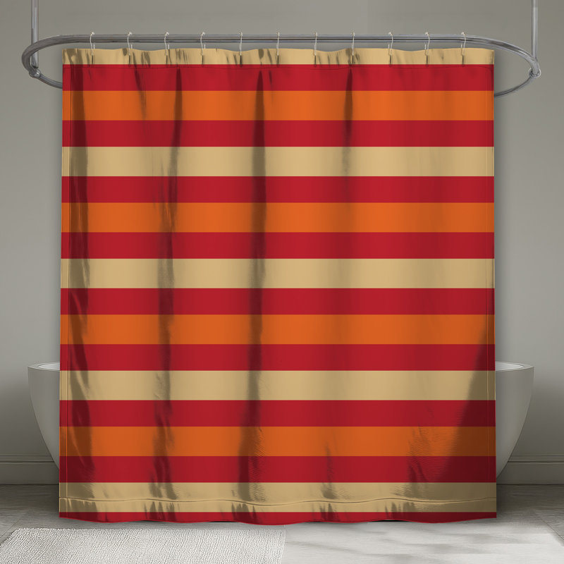 Rideaux de douche à rayures rouges, rouges et oranges, L 70 po x H 93 po
