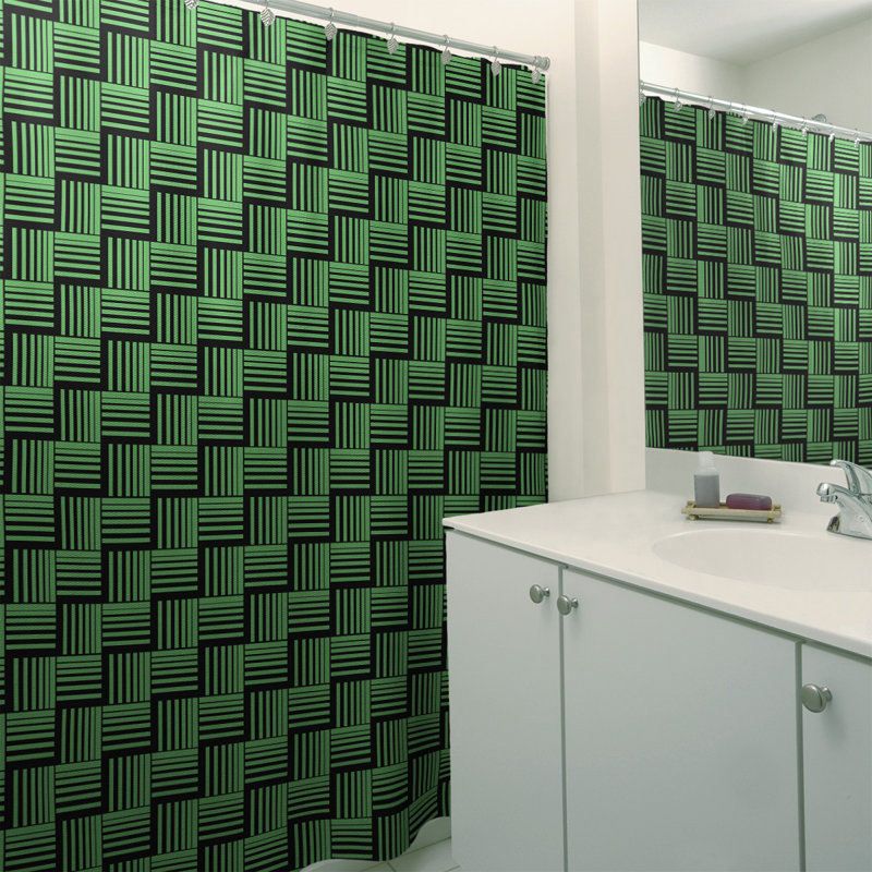Rideau de douche simple basketweave rayures classic, Vert