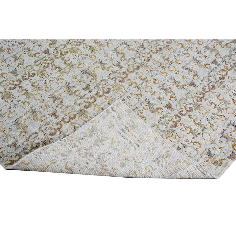 Tapis argenté / rouille de haute qualité noué à la main, Rectangle 8 pi x 10 pi