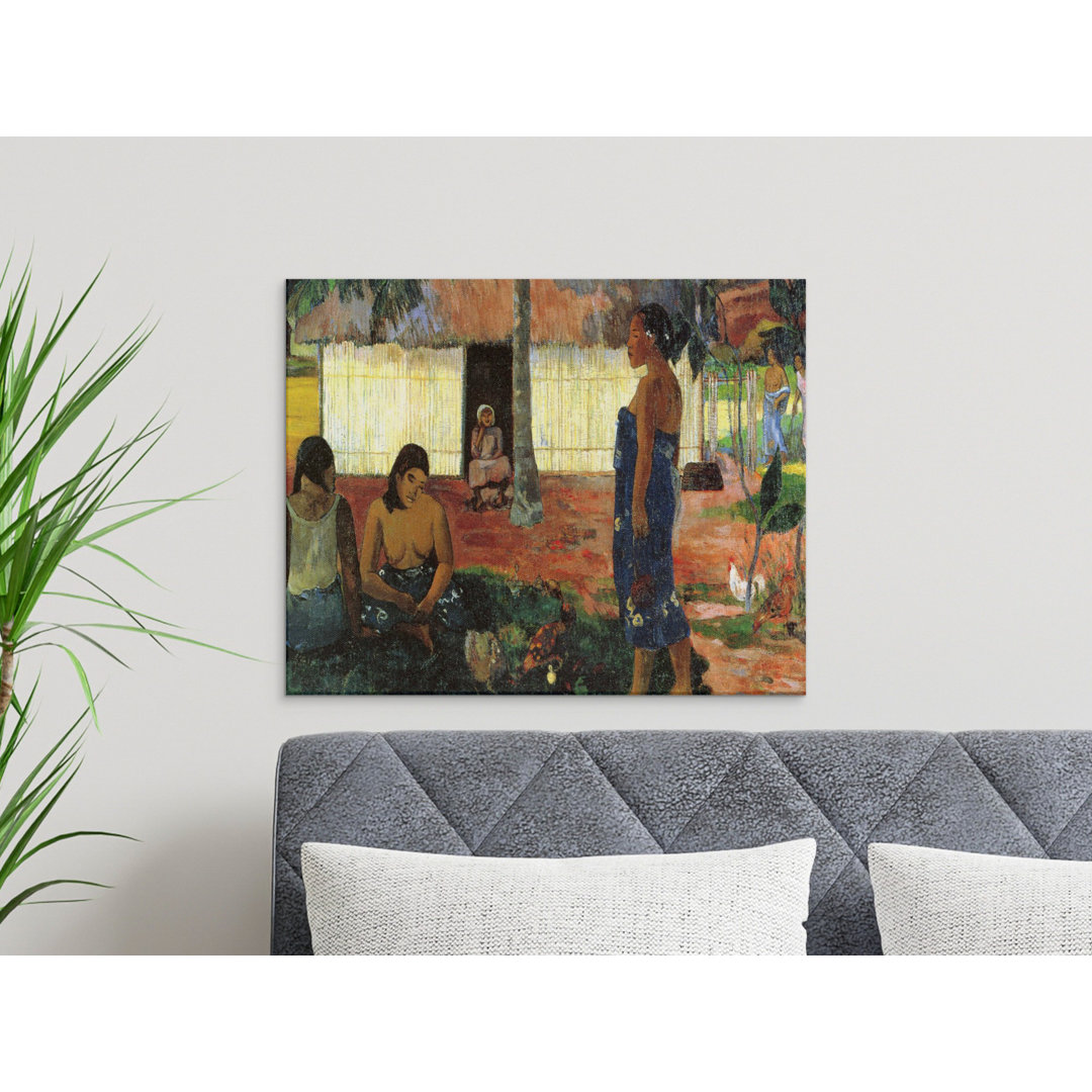 Tahitian Women Tropical Village Canvas Art