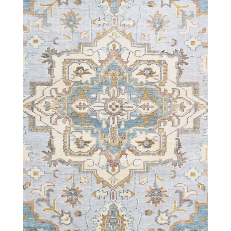 Serapi Wool L. Blue Wool Area Rug, Rectangle 12'2" x 15'3"