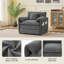 Ensemble de canapé et causeuse à assise profonde 2 pièces en chenille gris