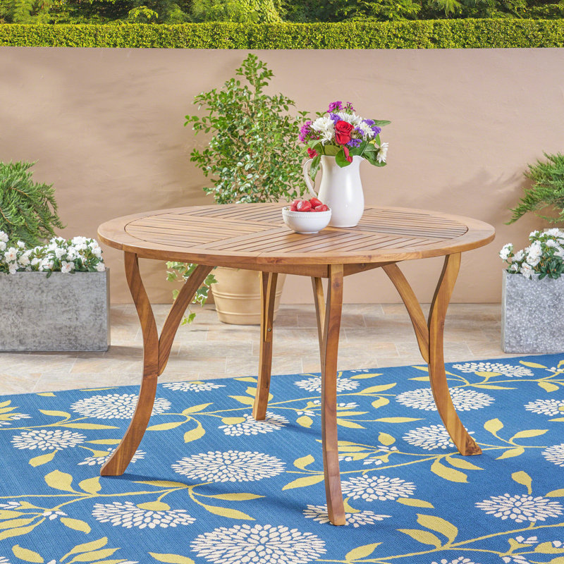 Balhi Round Acacia Outdoor Dining Table , 47.25'' in. W 47.25'' in. D, Teak