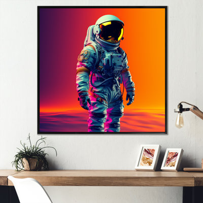Pink Orange Astronaut Through Space I - Space Wall Art