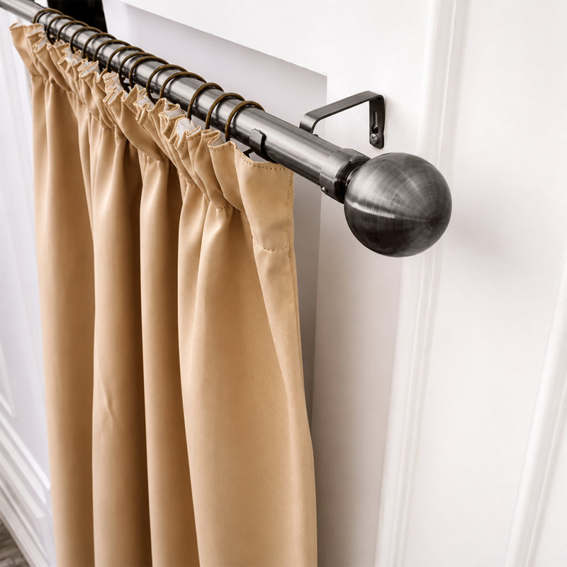 Almera Adjustable Curtain Pole/Rod Long-lasting Set for living room, bedroom, kitchen, 70cm - 120cm, Black Nickel