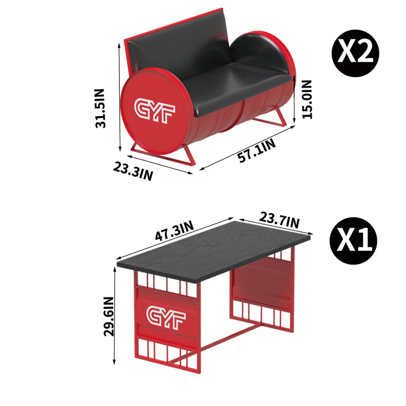 Table et chaises de style baril industriel