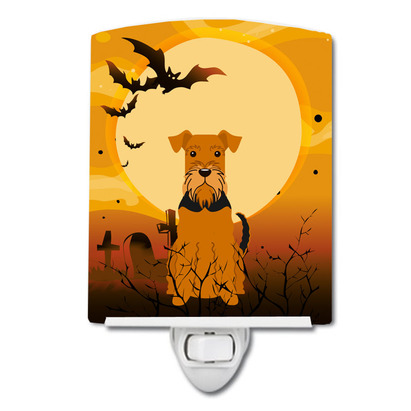 Éclairage de nuit en céramique halloween basset hound, Airedale