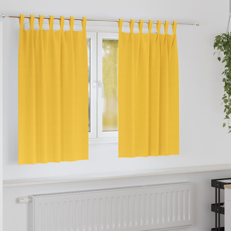 Curtains With Curtains 2 Pcs Polyester, 140cm Width x 140cm Drop, Mustard Yellow